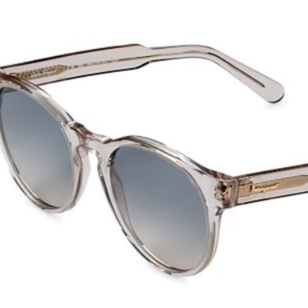 LIKE NEW-FERRAGAMO SF 1068S 52MM Oval Sunglasses- CRYSTAL NUDE w/ FERRAGAMO CASE